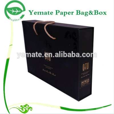 luxury corrugated flute paper matte bed sheet black packaging boxes with twisted carrier handle