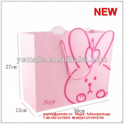 Pink lovely kids decorate gift paper bag with big heart shape and handle --baby shower