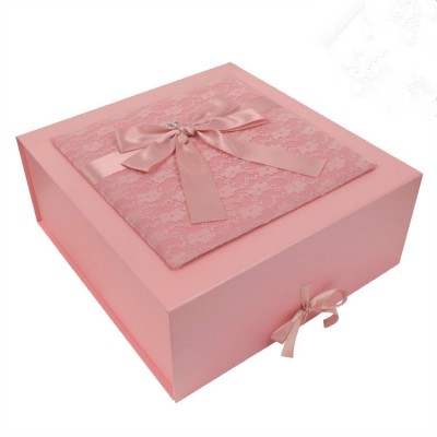 Deluxe Pink Custom Cardboard Paper Gift Box for Wedding dress / Clothes Storage Packaging