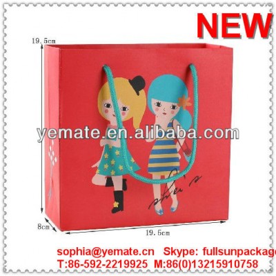 Red Little Girl New design kraft paperbag machine made with handle