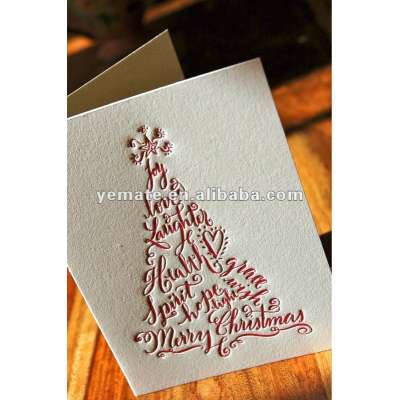 Christmas Cards Letterpress set of 50 bulk Holiday Tree, RED letterpress card for 2012 christmas