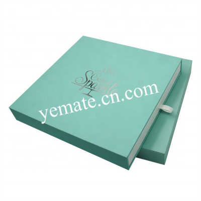 2019 Drawer Tiffany Color Fashion Cookie Paper Box with Ribbon, for Pachkaging Notebook