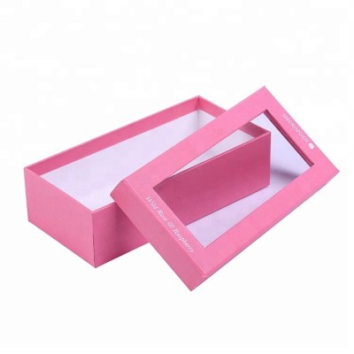 Rectangle Paper Box With Transparent Window For Packaging False Eyelashes And Wig Display