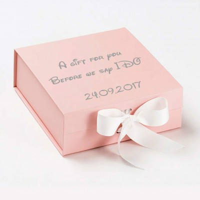 Pink Custom Cardboard Paper Gift Box With Ribbon Closure for Wedding dress / Clothes Storage Packaging